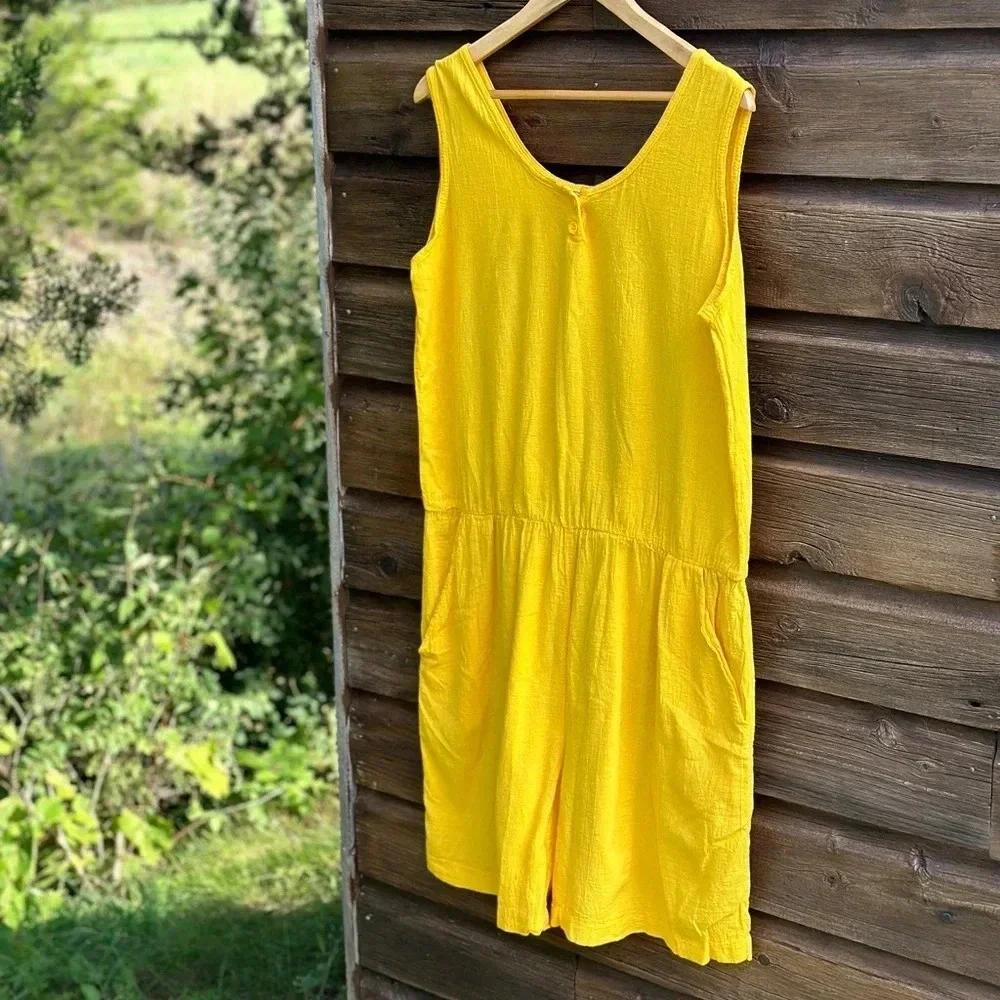 Vintage Yellow Romper - made in US - Cotton - Picture 2 of 5